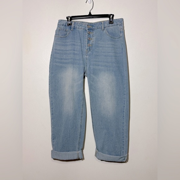 Boyfriend Barrel Cut Women's Jeans Button Up Size Large - Picture 2 of 6